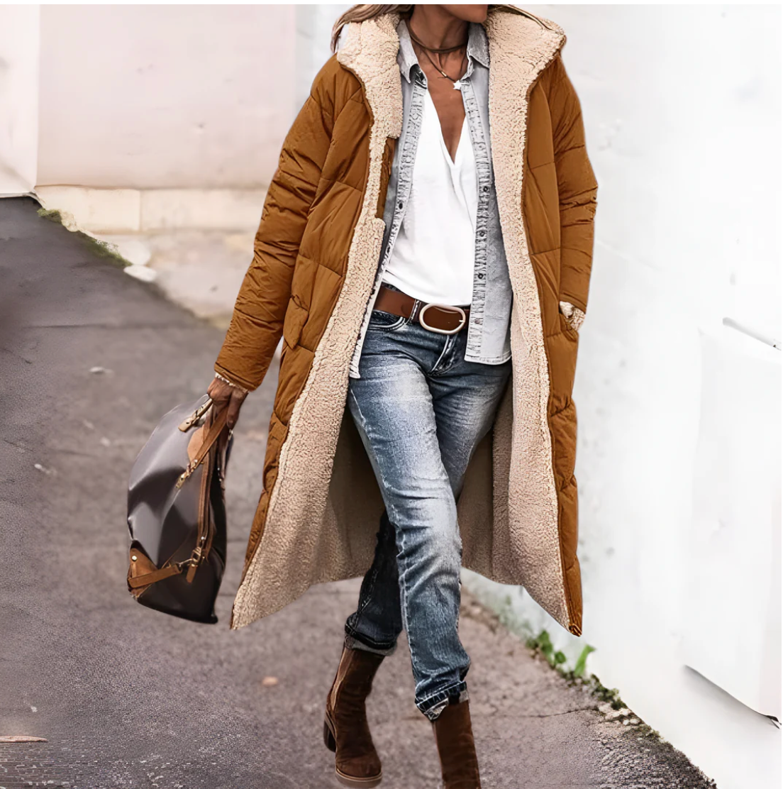 parka réversible chaude en sherpa pour un confort élégant cet hiver