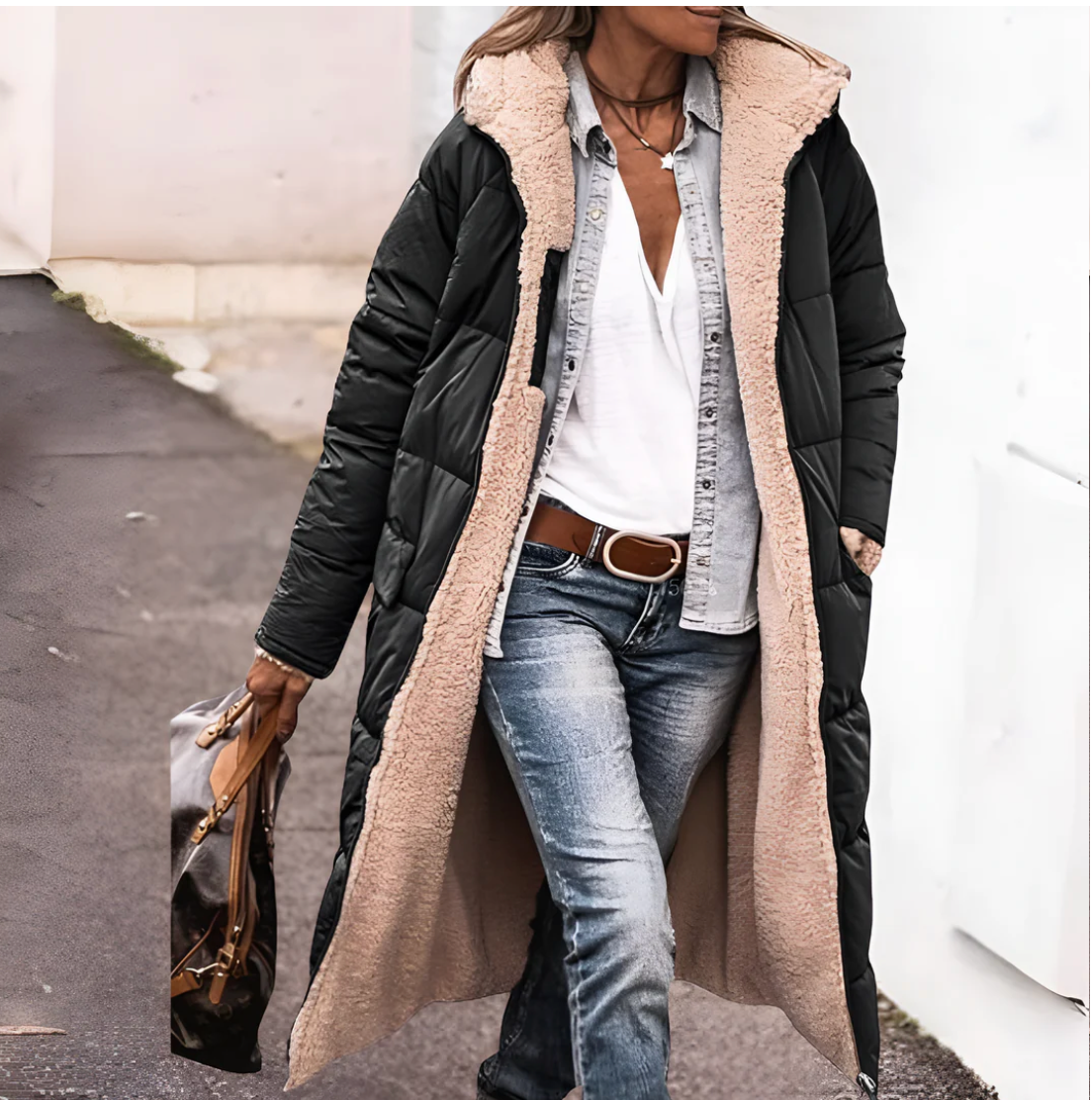 parka réversible chaude en sherpa pour un confort élégant cet hiver