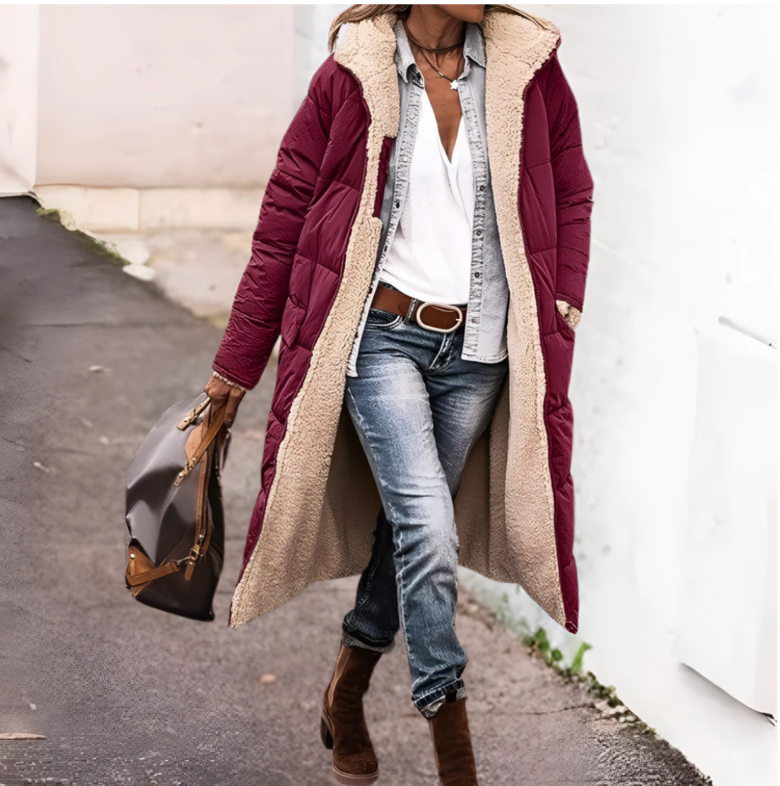 parka réversible chaude en sherpa pour un confort élégant cet hiver