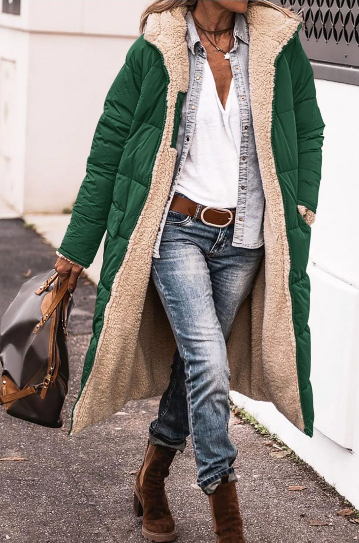 parka réversible chaude en sherpa pour un confort élégant cet hiver