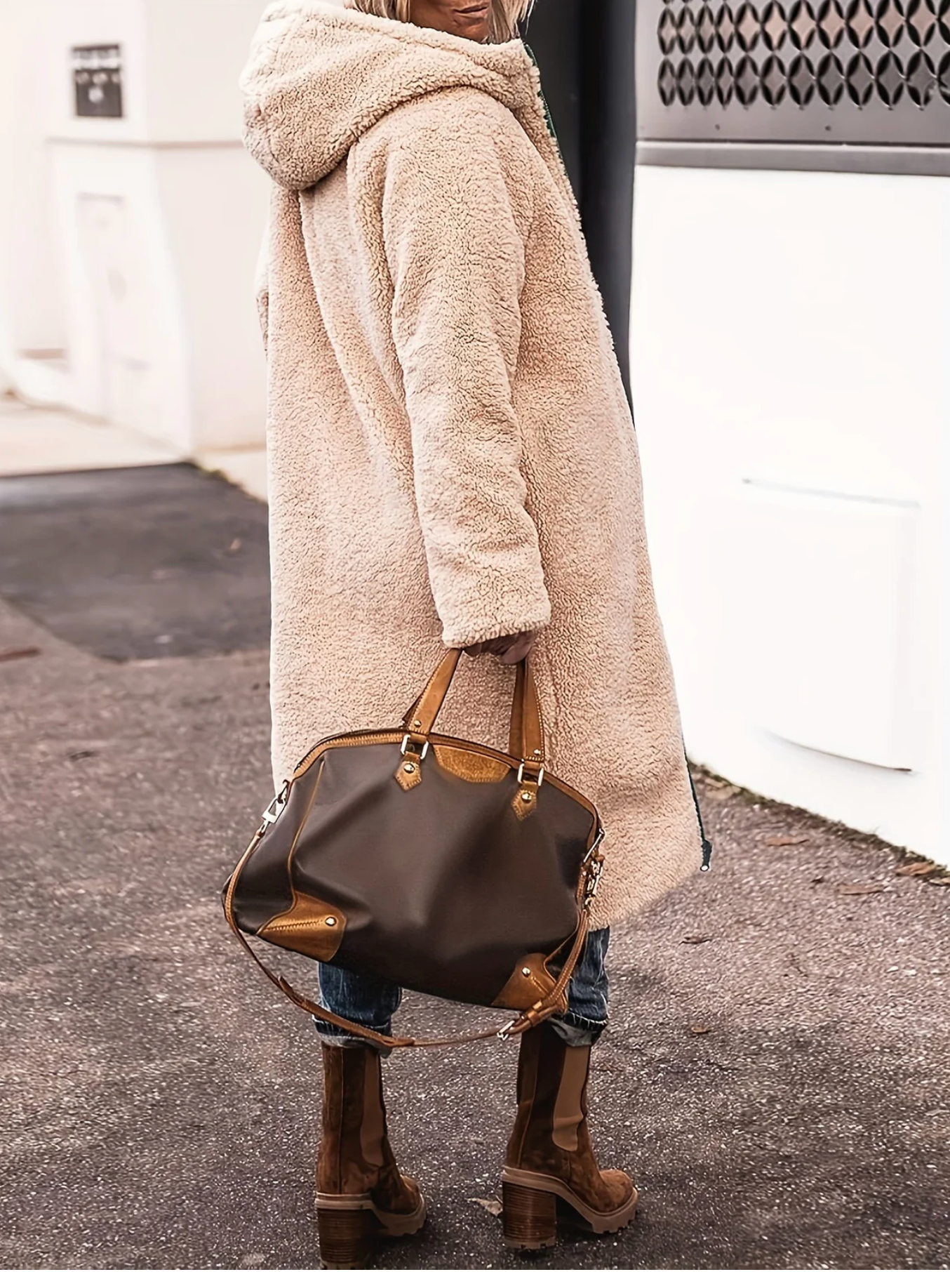 parka réversible chaude en sherpa pour un confort élégant cet hiver