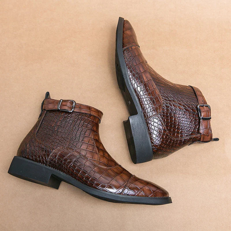 bottines en cuir synthétique confortables avec boucle pour l'automne