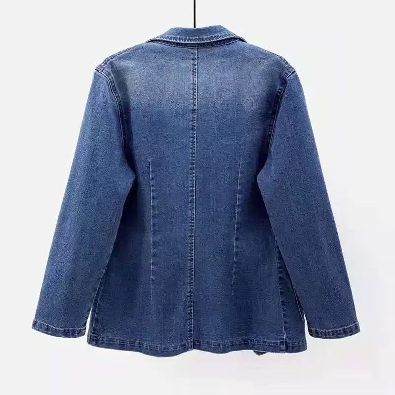 blazer en denim de coton pour un confort élégant en automne
