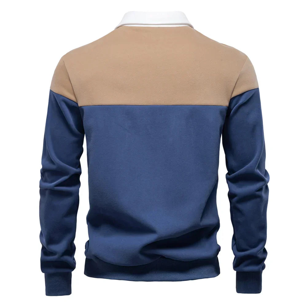 polo bicolore en coton doux, élégant et confortable pour le printemps