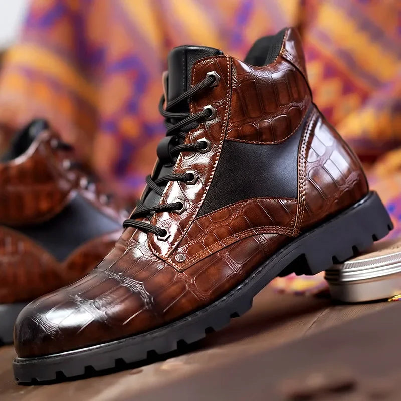 bottes en cuir de crocodile, élégance intemporelle et confort assuré