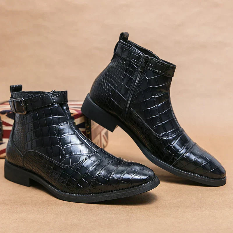 bottines en cuir synthétique confortables avec boucle pour l'automne
