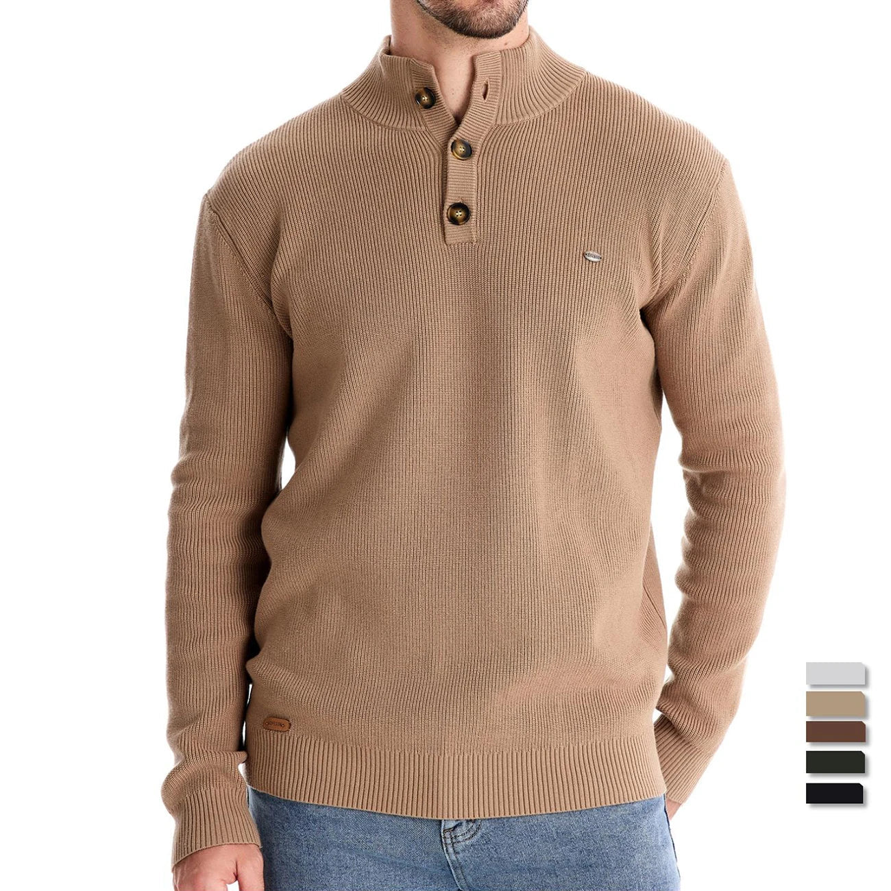 Pull pour homme en laine avec design à boutons, confortable et élégant
