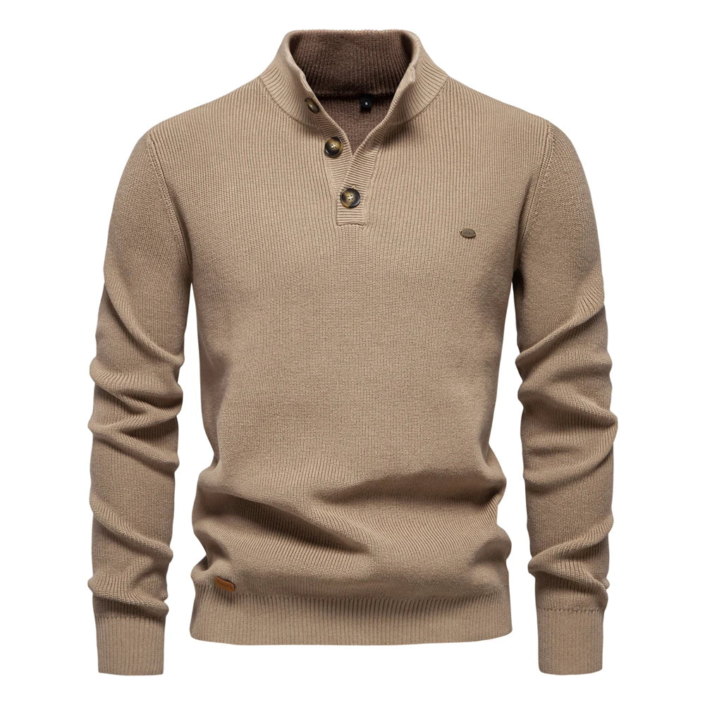 Pull pour homme en laine avec design à boutons, confortable et élégant