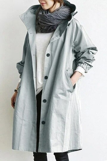 Trench coat élégant en laine, coupe intemporelle pour l'automne