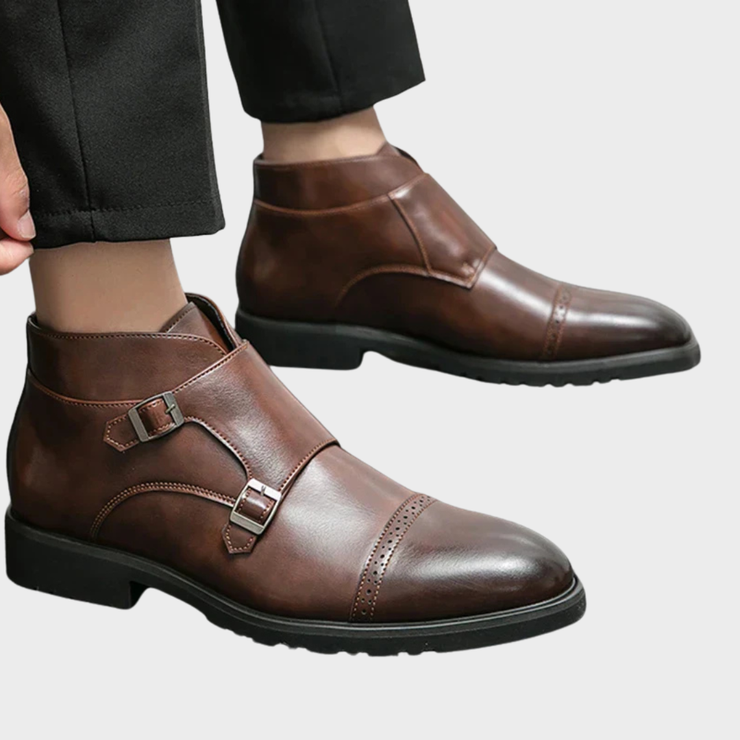 bottes en cuir synthétique à double boucle pour un confort élégant