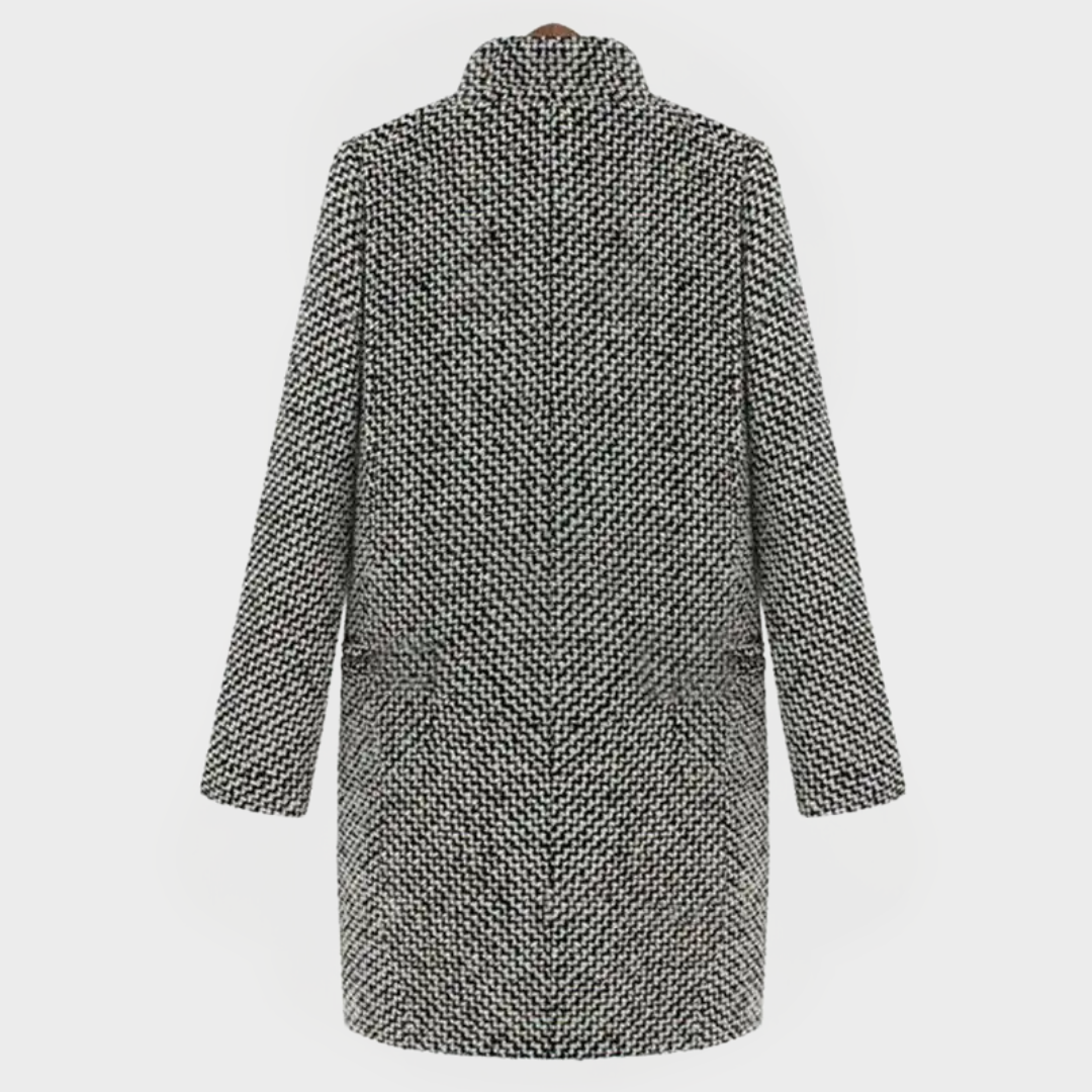 manteau long à rayures en laine, élégant et confortable pour l'hiver