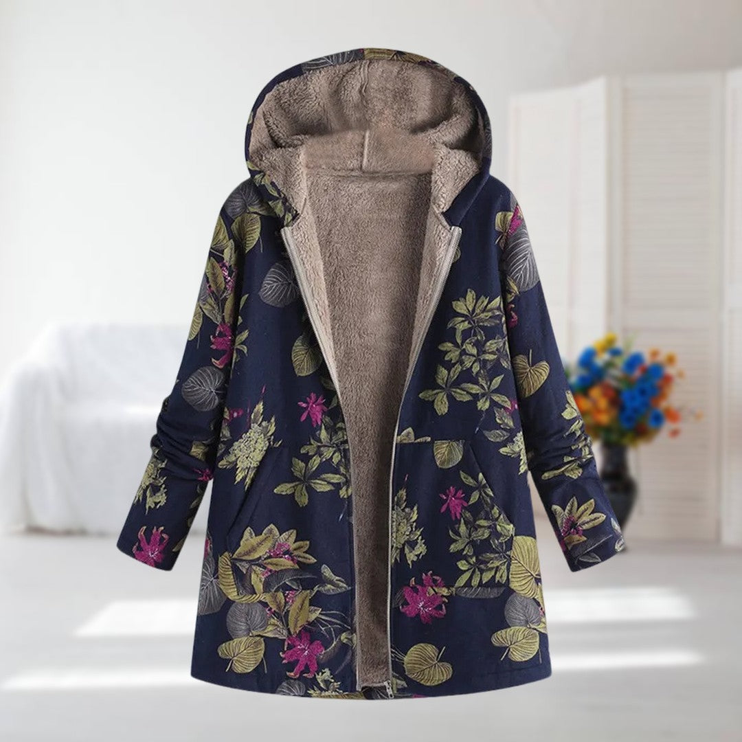 manteau automne/hiver en tissu léger avec imprimé fleuri élégant