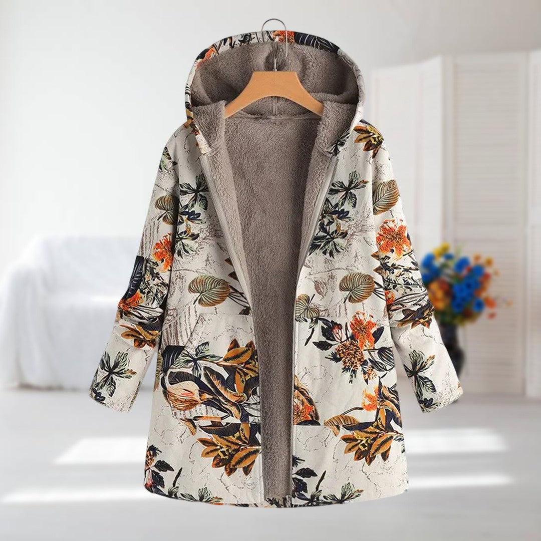 manteau automne/hiver en tissu léger avec imprimé fleuri élégant