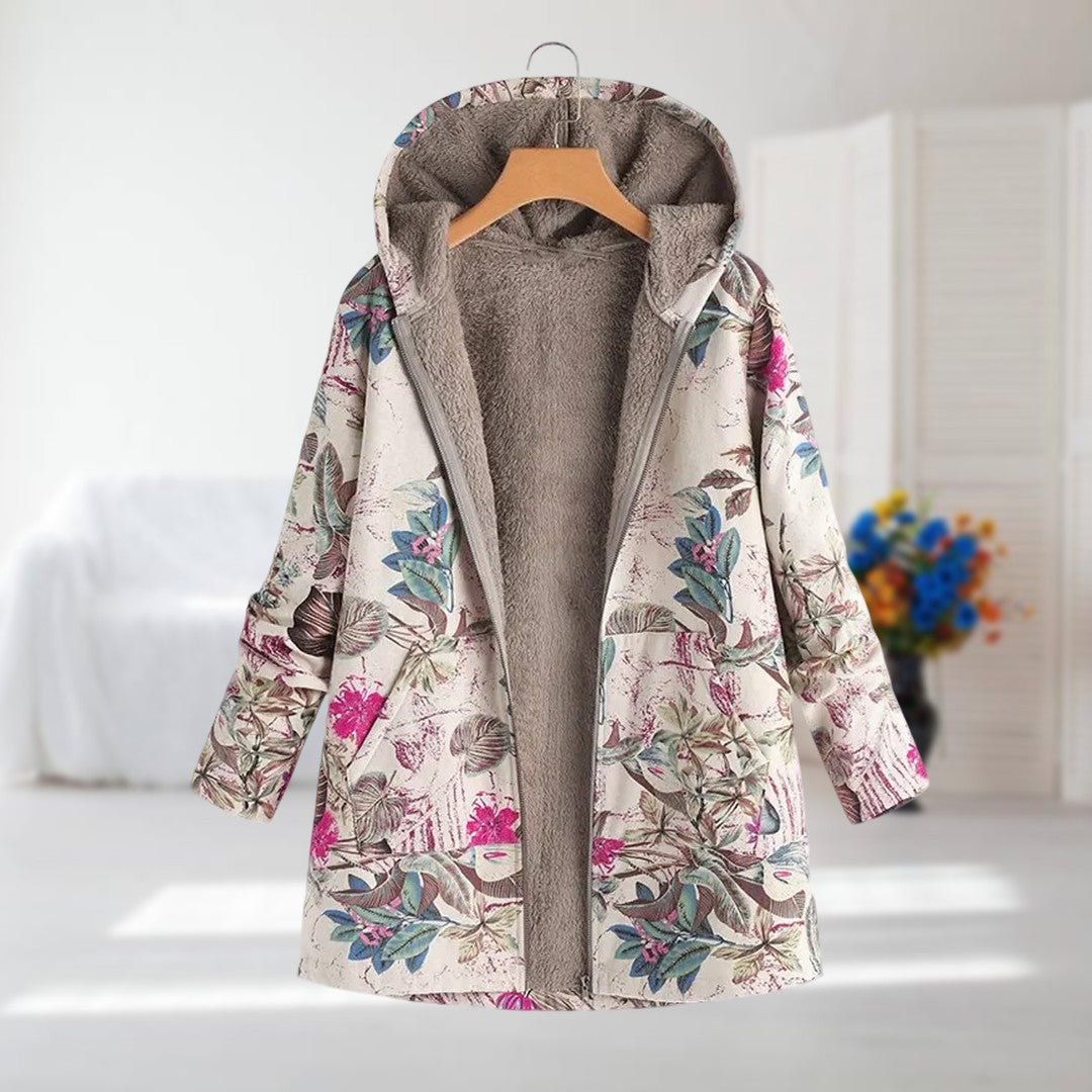 manteau automne/hiver en tissu léger avec imprimé fleuri élégant