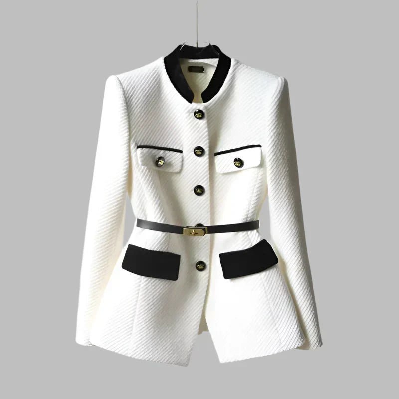 blazer élégant en tissu doux au design enveloppant pour un confort raffiné