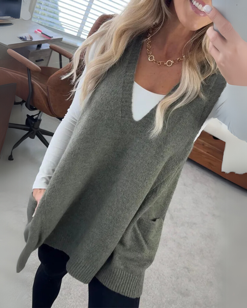 Gilet sans manches en tissu doux, confortable pour l'automne-hiver