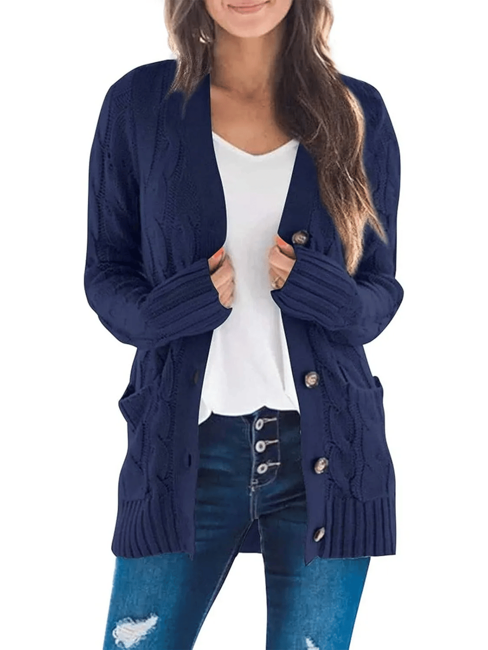 Cardigan douillet en tissu doux, confort idéal pour l'automne