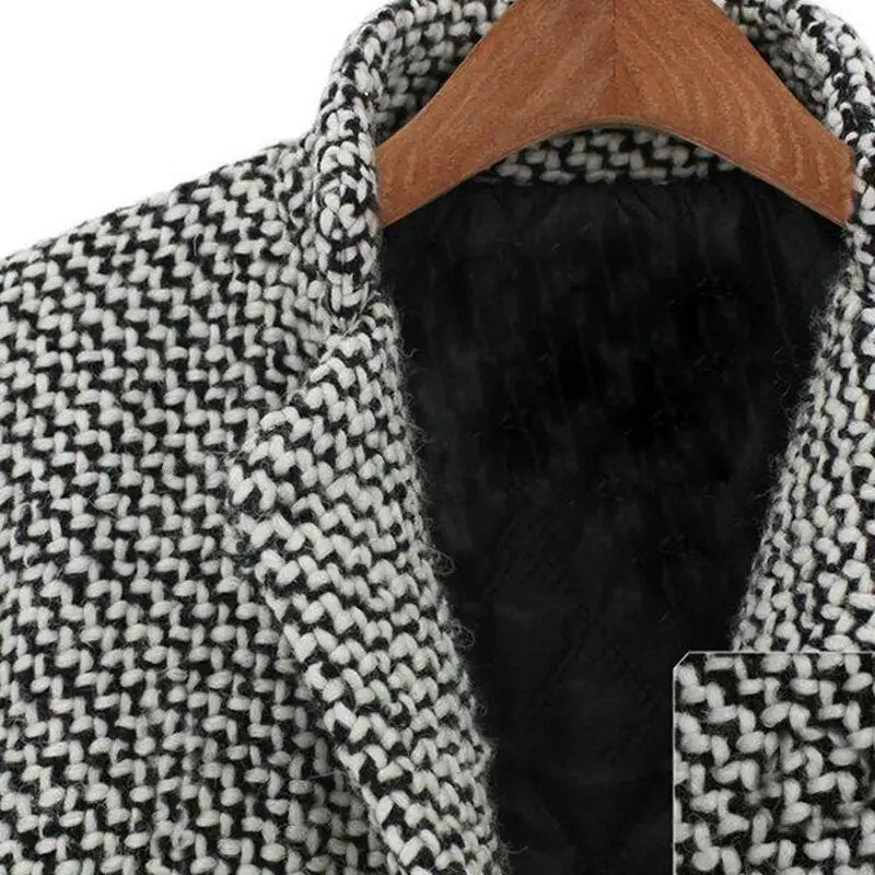 manteau long à rayures en laine, élégant et confortable pour l'hiver