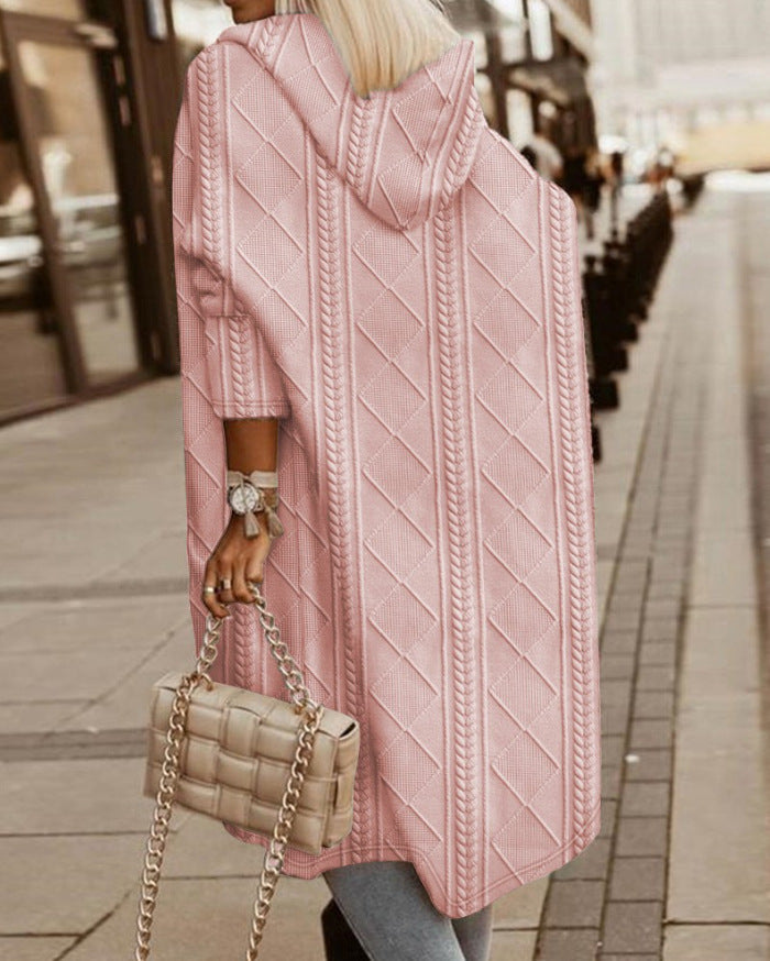 cardigan long à capuche en laine pour un confort élégant en automne
