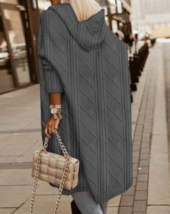 cardigan long à capuche en laine pour un confort élégant en automne