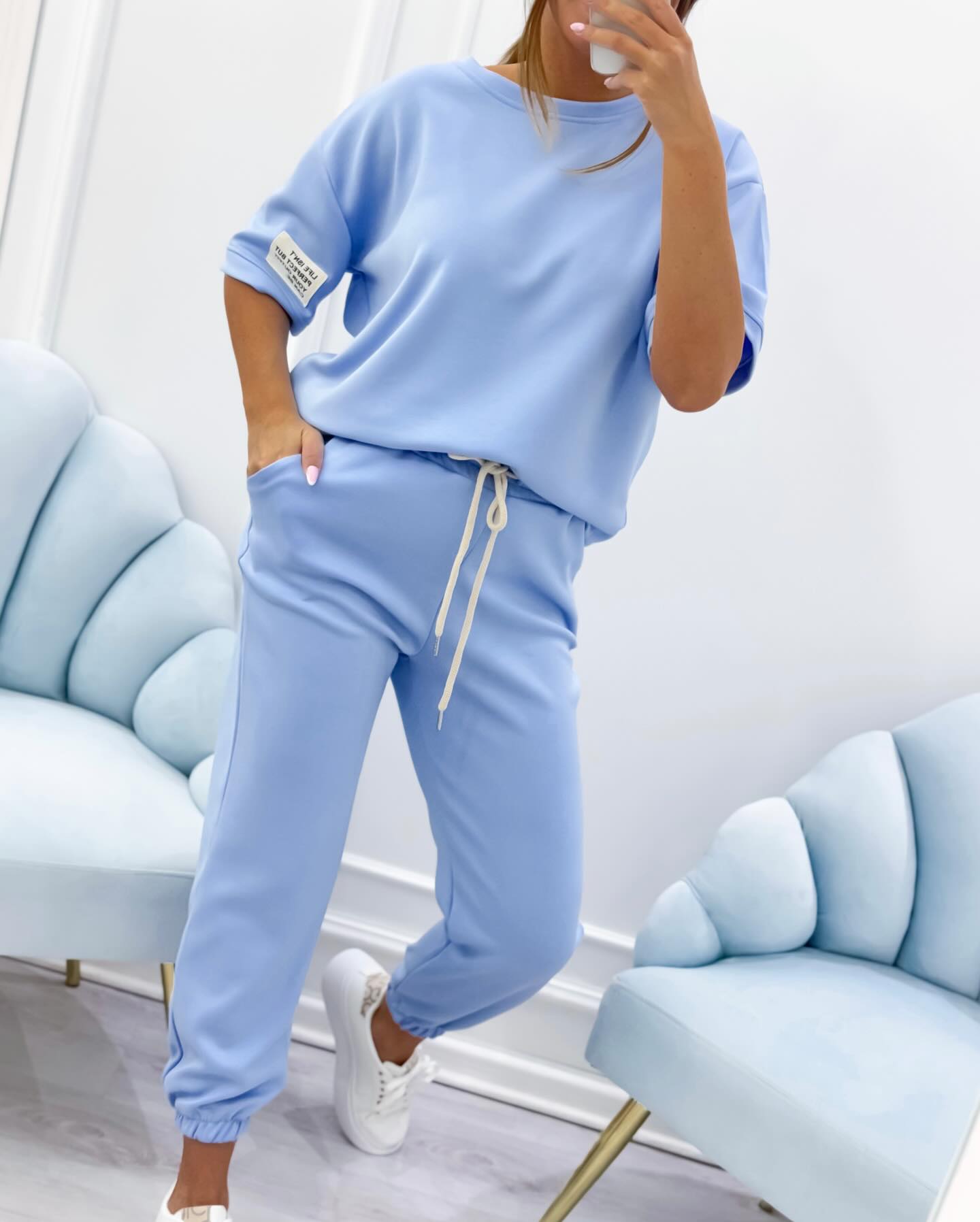 ensemble d'été en coton respirant, élégant et confortable à manches courtes