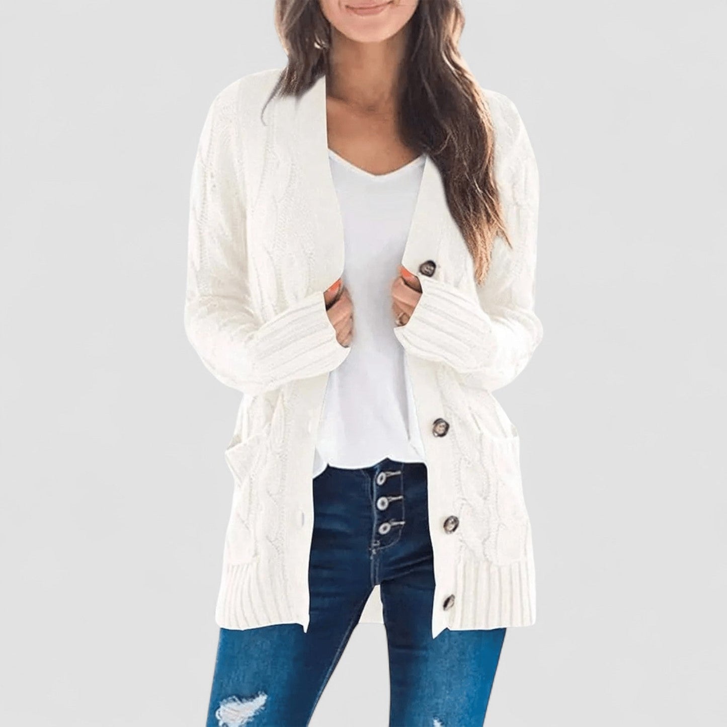 Cardigan douillet en tissu doux, confort idéal pour l'automne