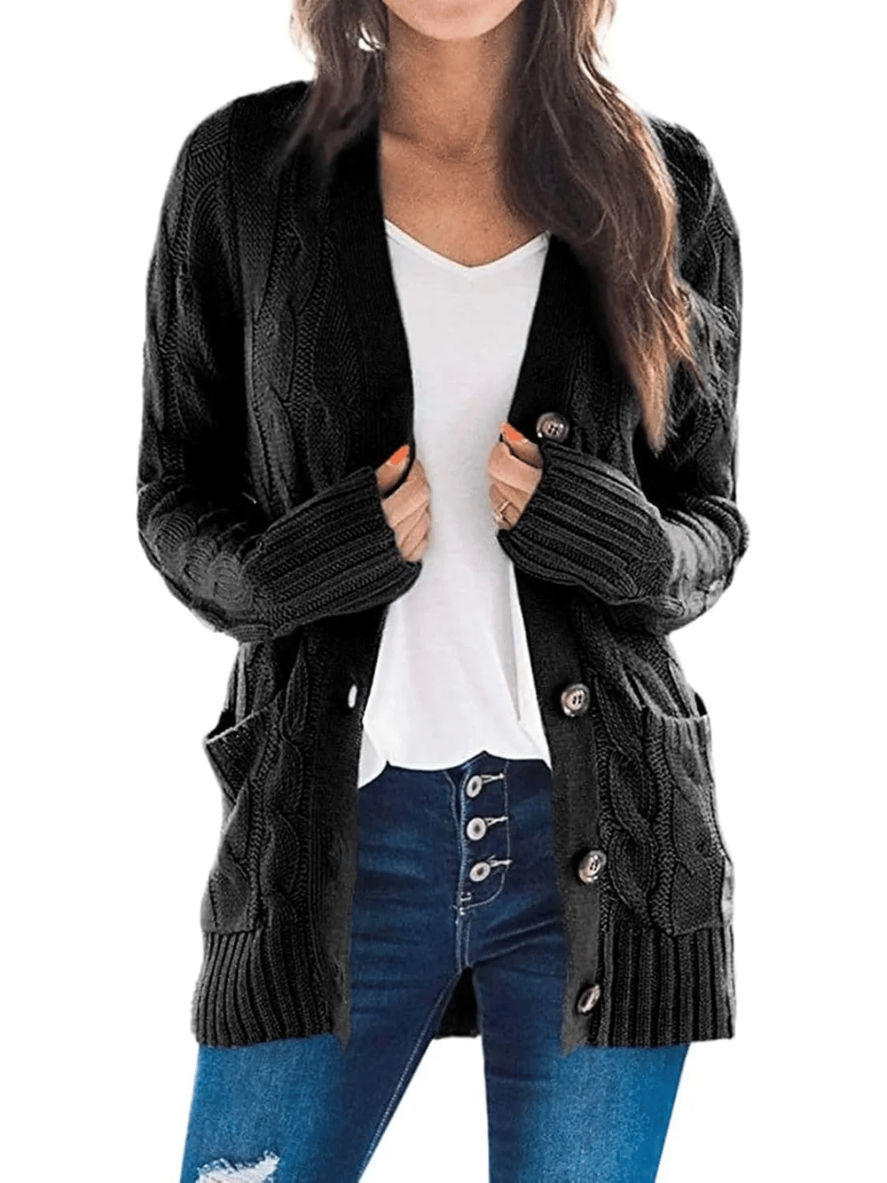 Cardigan douillet en tissu doux, confort idéal pour l'automne