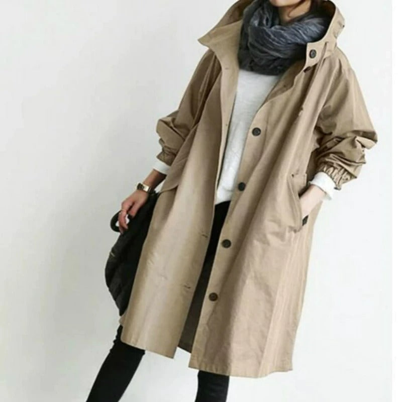Trench coat élégant en laine, coupe intemporelle pour l'automne
