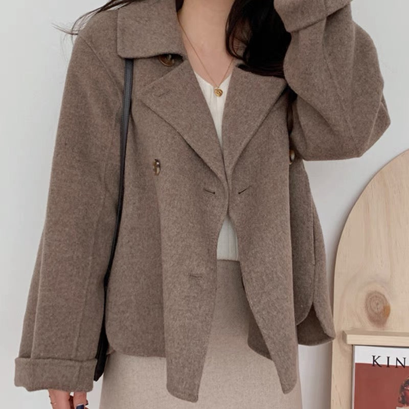 manteau à double boutonnage en laine, élégant et confortable pour l'hiver