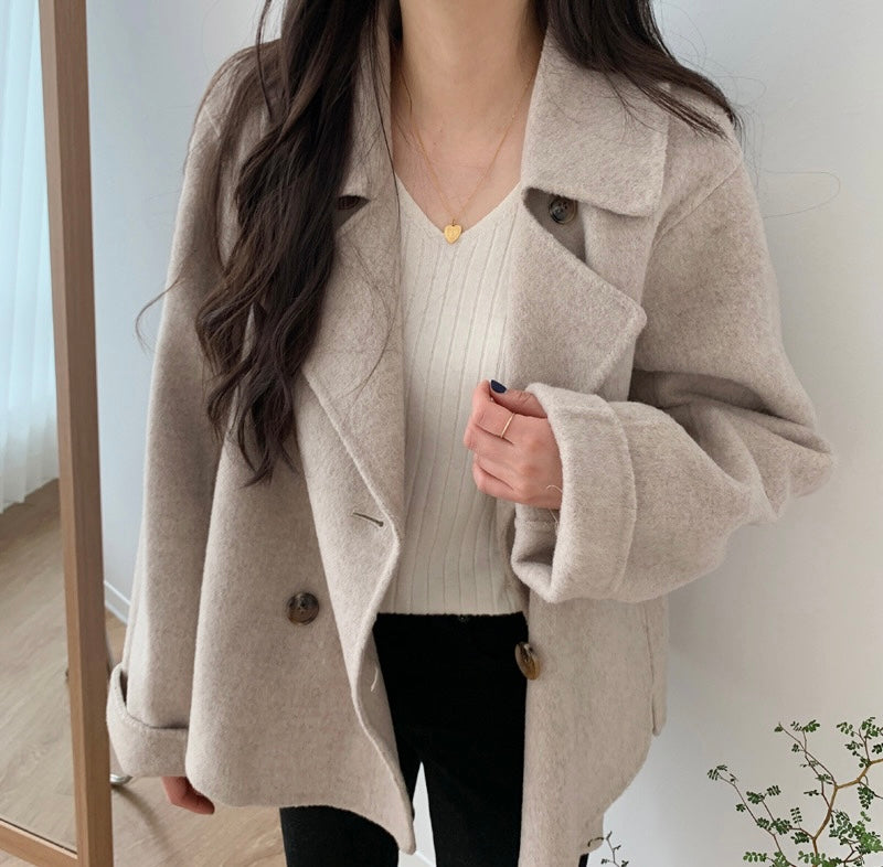 manteau à double boutonnage en laine, élégant et confortable pour l'hiver