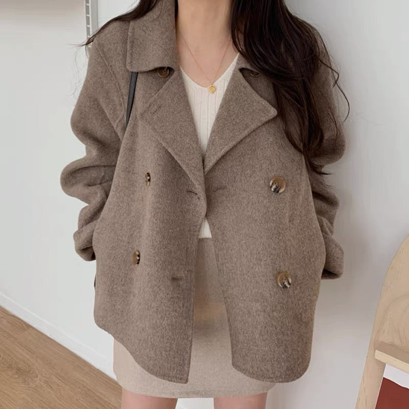 manteau à double boutonnage en laine, élégant et confortable pour l'hiver