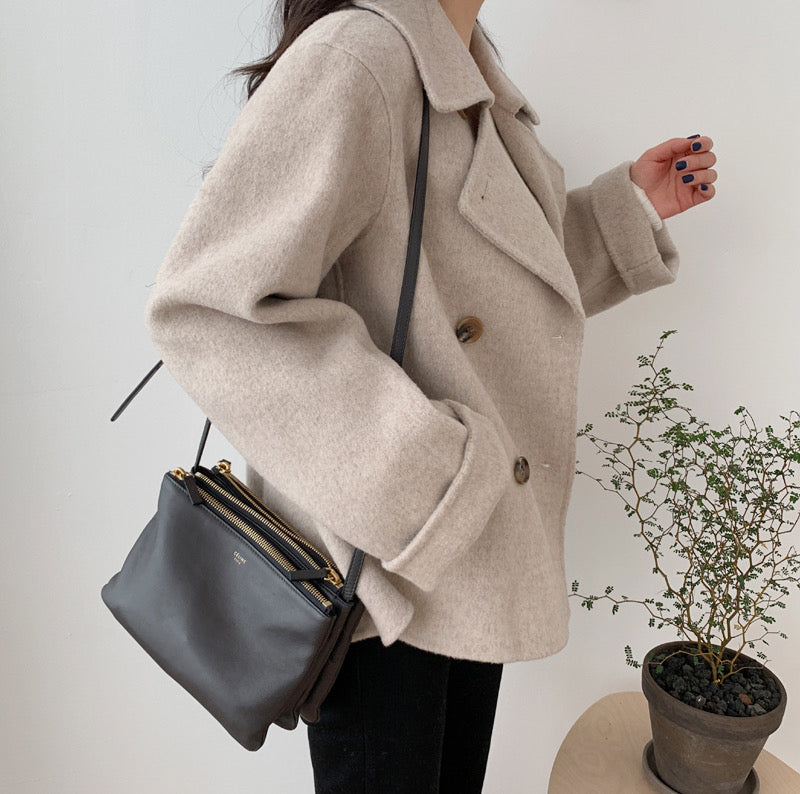 manteau à double boutonnage en laine, élégant et confortable pour l'hiver