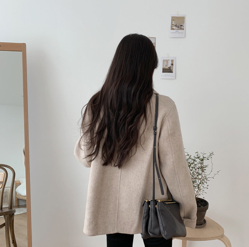 manteau à double boutonnage en laine, élégant et confortable pour l'hiver