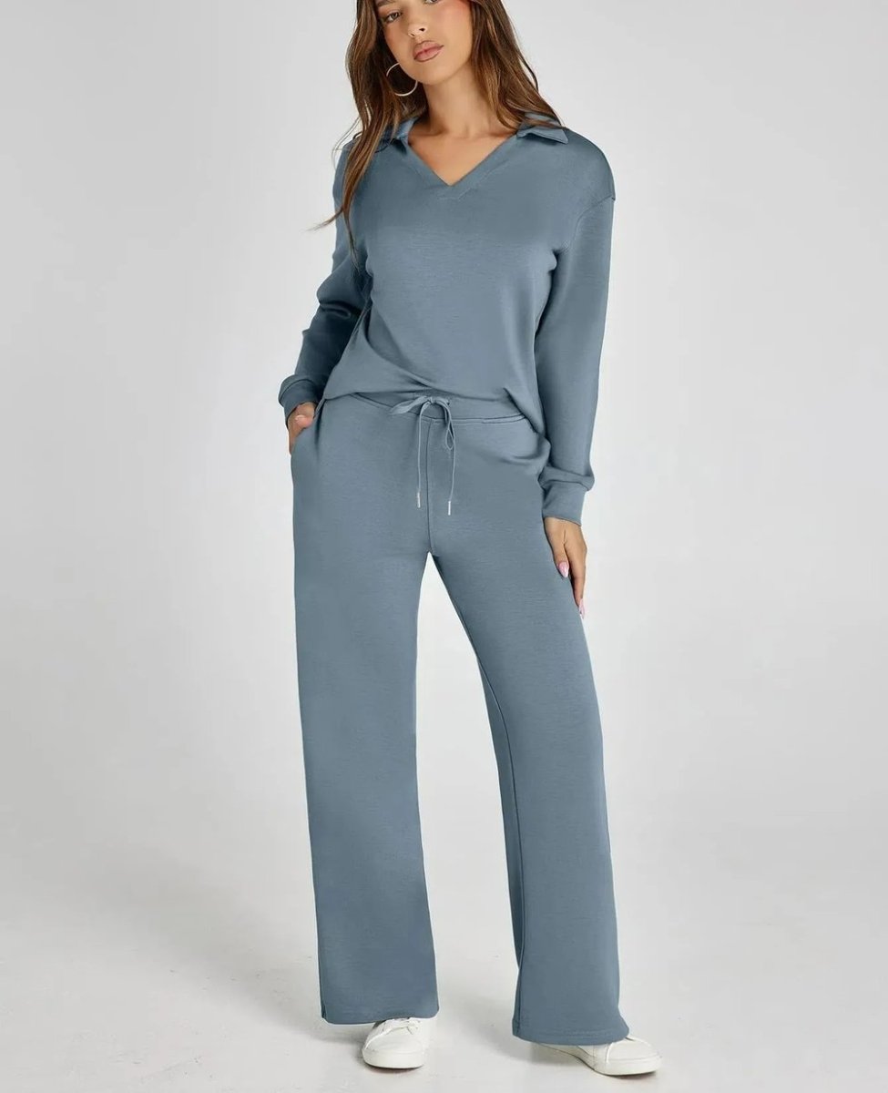 ensemble décontracté en deux pièces en tissu doux pour l'automne