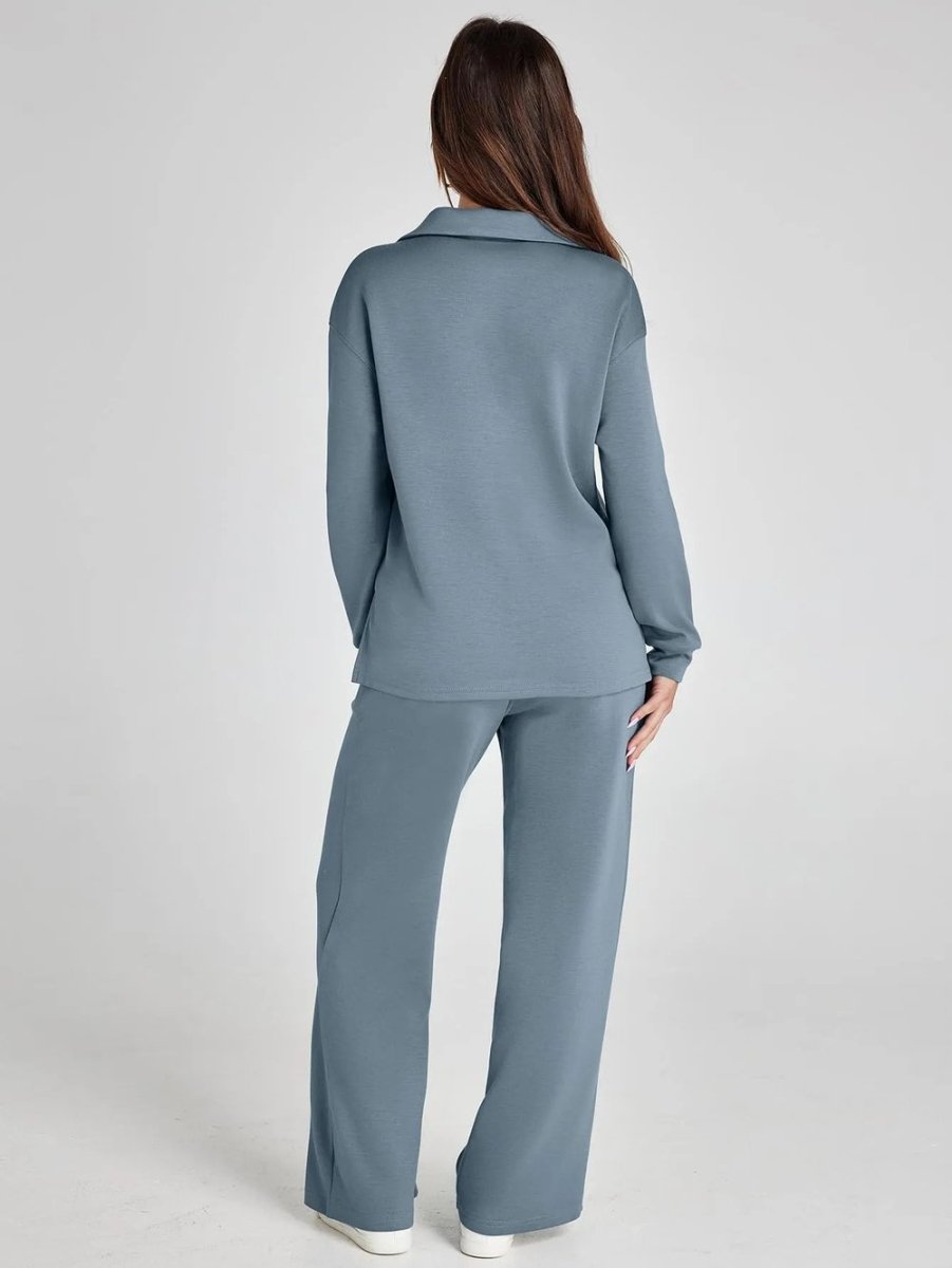 ensemble décontracté en deux pièces en tissu doux pour l'automne
