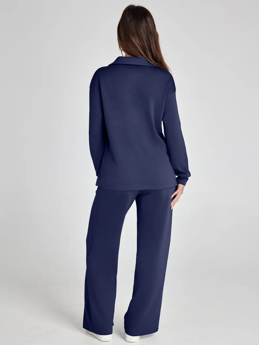 ensemble décontracté en deux pièces en tissu doux pour l'automne