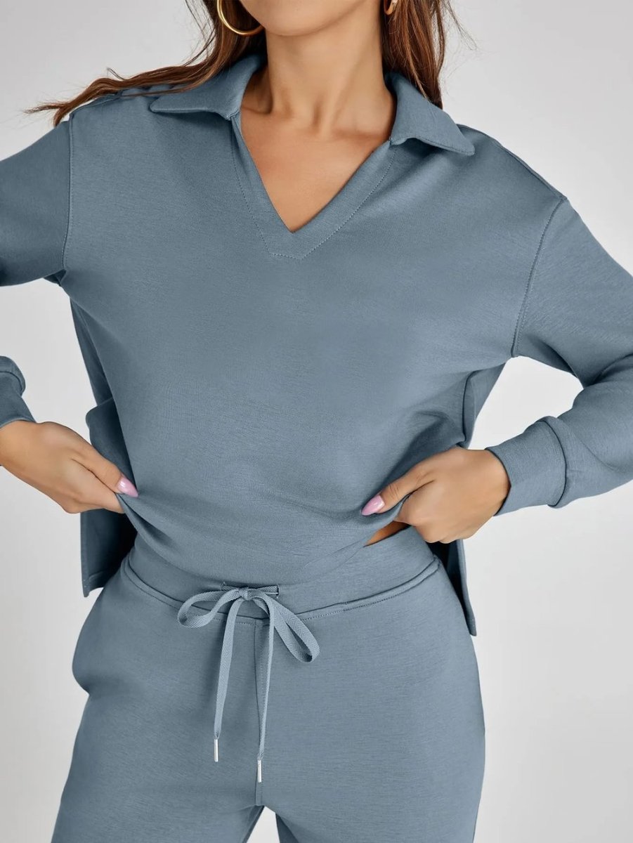 ensemble décontracté en deux pièces en tissu doux pour l'automne