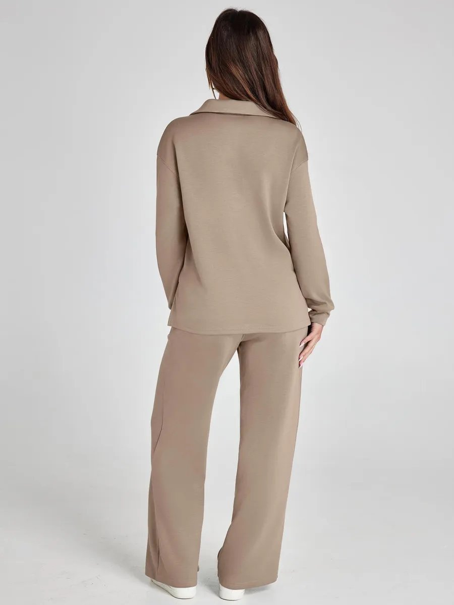 ensemble décontracté en deux pièces en tissu doux pour l'automne