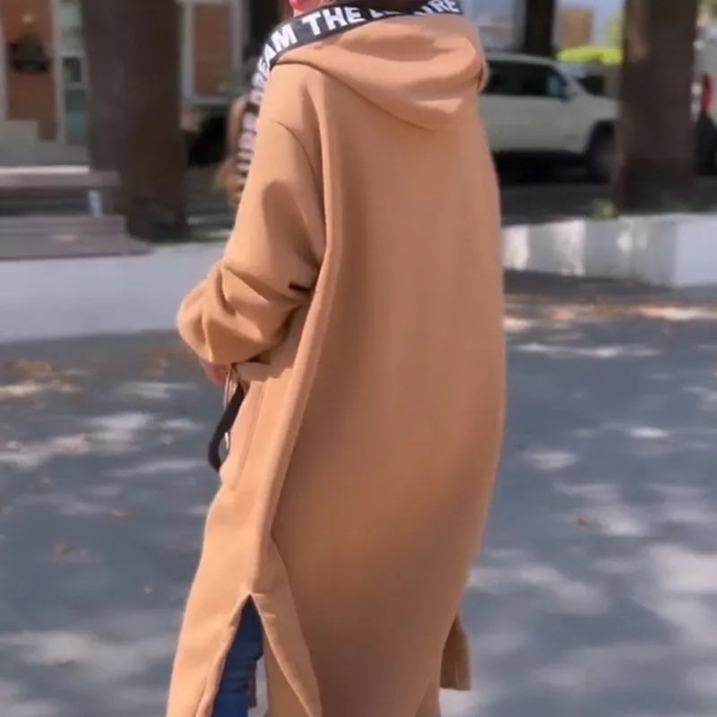 veste longue décontractée en tissu respirant pour un automne élégant