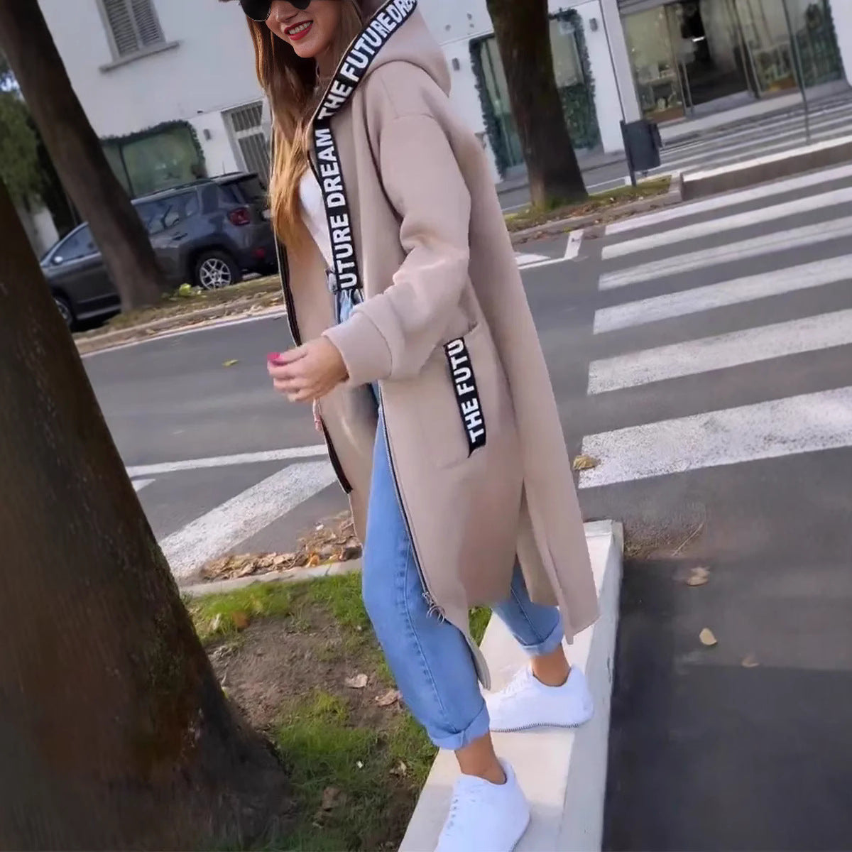 veste longue décontractée en tissu respirant pour un automne élégant