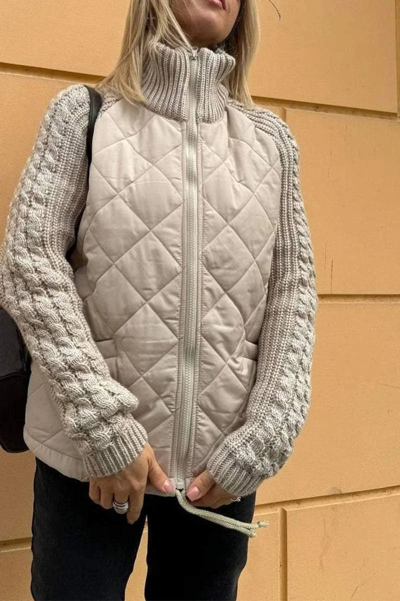 veste décontractée en coton patchwork, confort pour l'automne