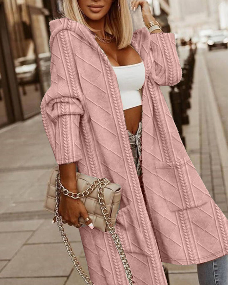cardigan long à capuche en laine pour un confort élégant en automne