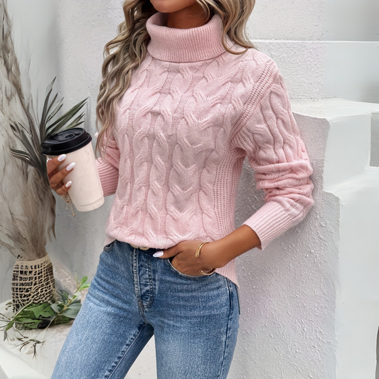 Pull col roulé en laine douce, confort élégant pour l'automne et l'hiver