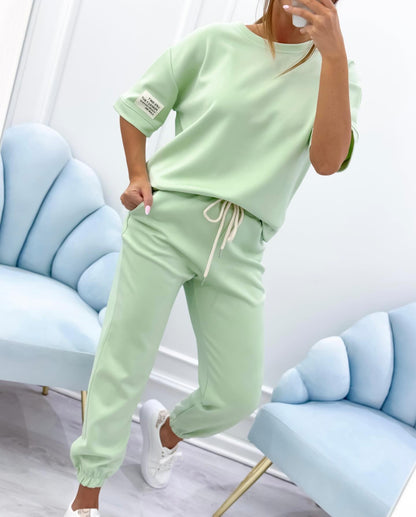 ensemble d'été en coton respirant, élégant et confortable à manches courtes