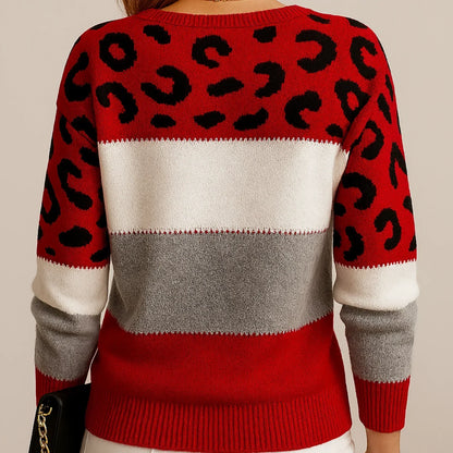 Pull décontracté en coton, motif léopard, confort d'automne