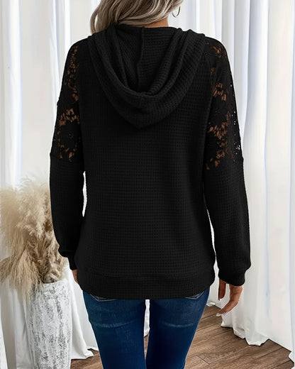 Hoodie en dentelle doux, décolleté en V pour un confort élégant