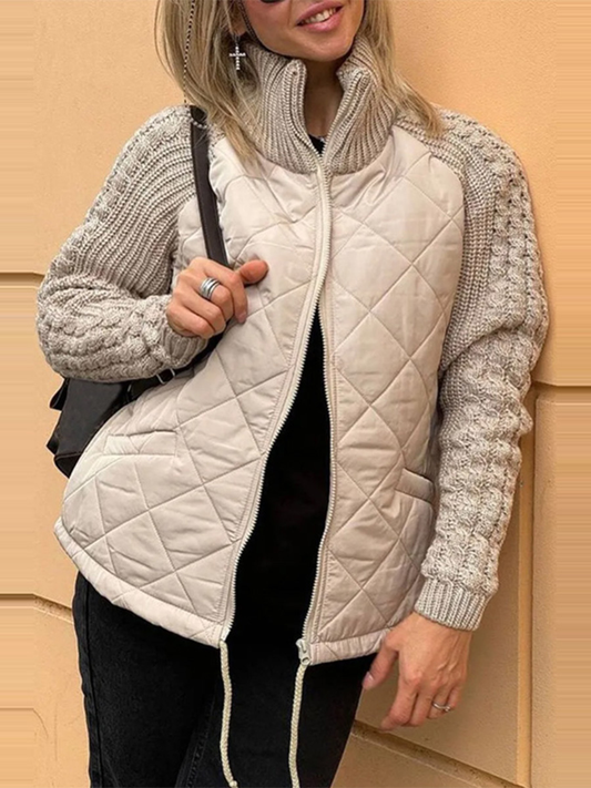 veste décontractée en coton patchwork, confort pour l'automne