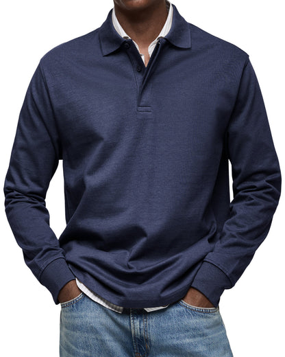 Polo de luxe à manches longues en coton, confortable pour l'automne