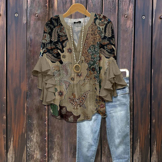 blouse en coton à motif, élégante et confortable toute l'année