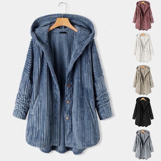 Manteau d'hiver à revers en laine, élégant et confortable